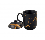 YM66 Hitam Mug dengan Motif Marmer